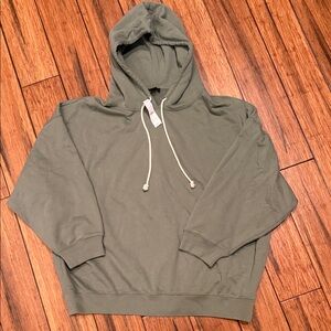 J Crew New Xl Women’s Sage Green Relaxed Hooded Pullover Sweatshirt
